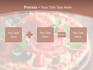 A Pizza With Olives And Pepperoni On It PowerPoint Template