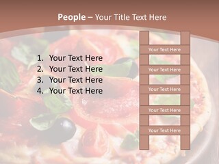 A Pizza With Olives And Pepperoni On It PowerPoint Template