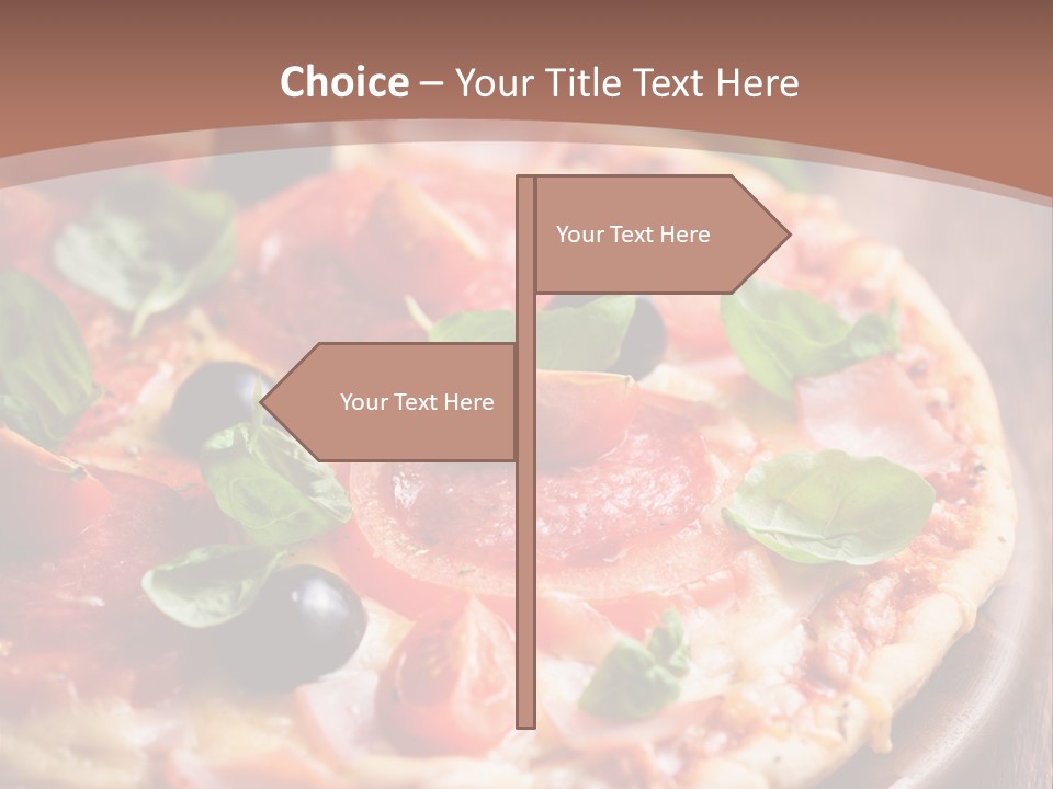 A Pizza With Olives And Pepperoni On It PowerPoint Template