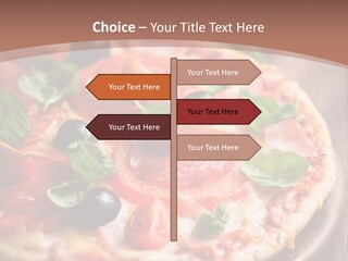 A Pizza With Olives And Pepperoni On It PowerPoint Template
