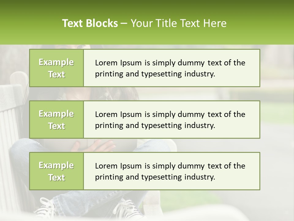 A Woman Sitting On A Bench Reading A Book PowerPoint Template