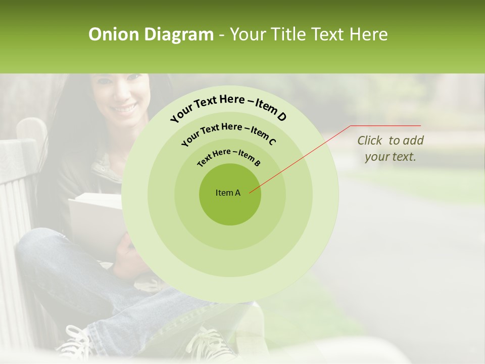A Woman Sitting On A Bench Reading A Book PowerPoint Template