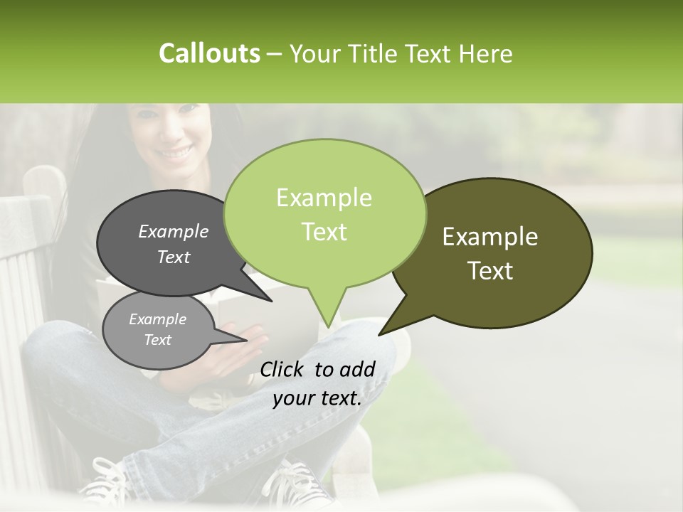 A Woman Sitting On A Bench Reading A Book PowerPoint Template