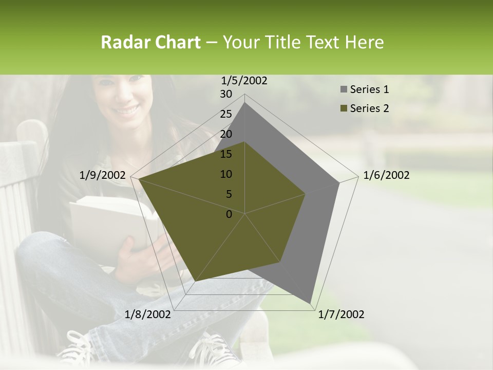 A Woman Sitting On A Bench Reading A Book PowerPoint Template