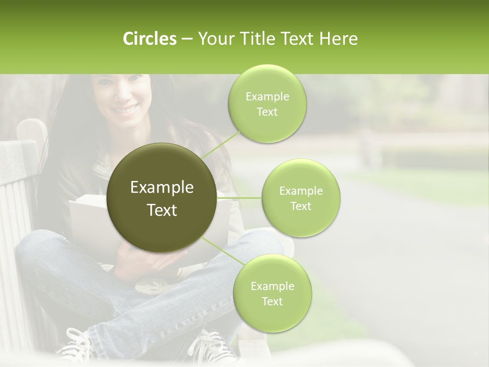 A Woman Sitting On A Bench Reading A Book PowerPoint Template