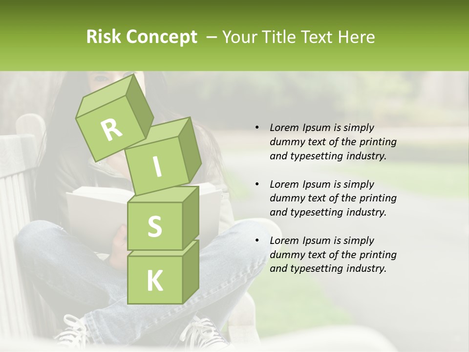 A Woman Sitting On A Bench Reading A Book PowerPoint Template