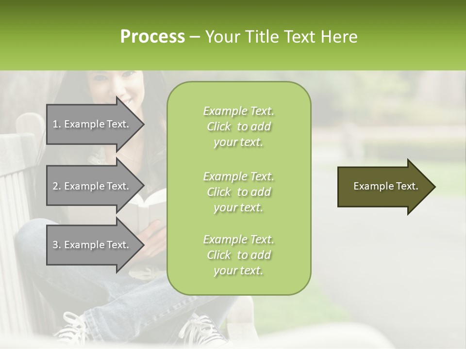 A Woman Sitting On A Bench Reading A Book PowerPoint Template