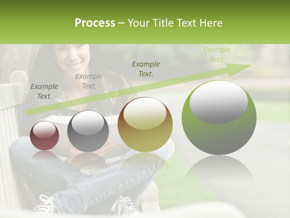 A Woman Sitting On A Bench Reading A Book PowerPoint Template