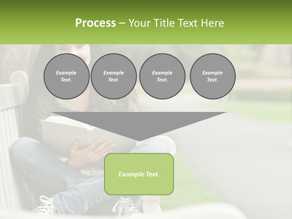 A Woman Sitting On A Bench Reading A Book PowerPoint Template