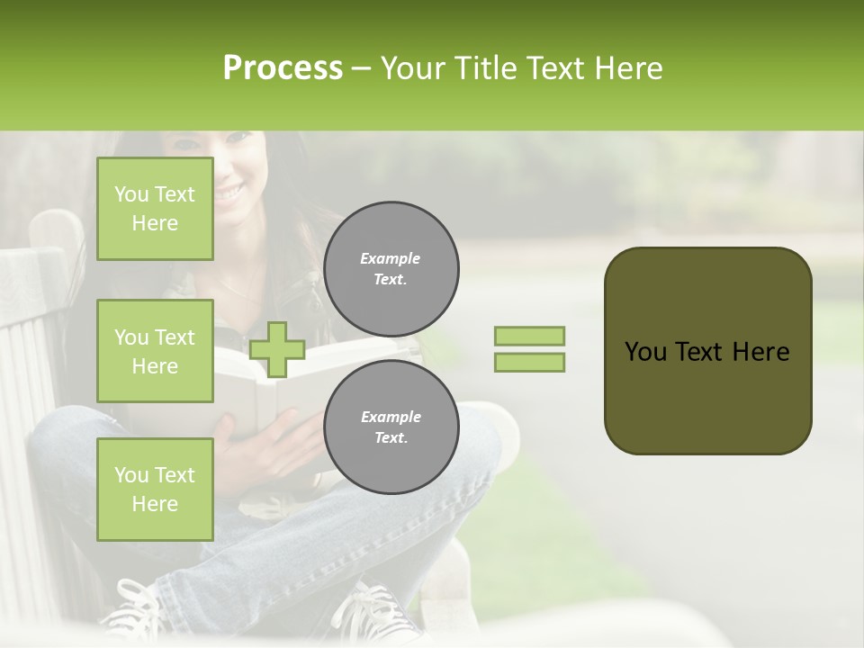 A Woman Sitting On A Bench Reading A Book PowerPoint Template