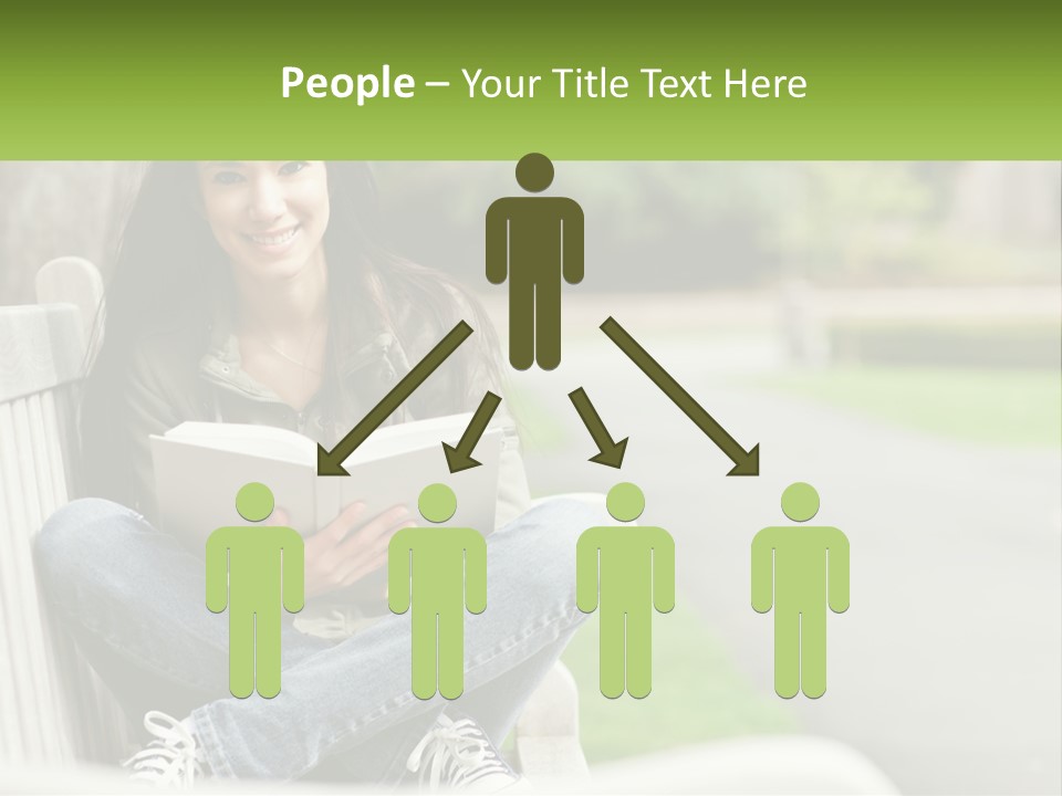 A Woman Sitting On A Bench Reading A Book PowerPoint Template