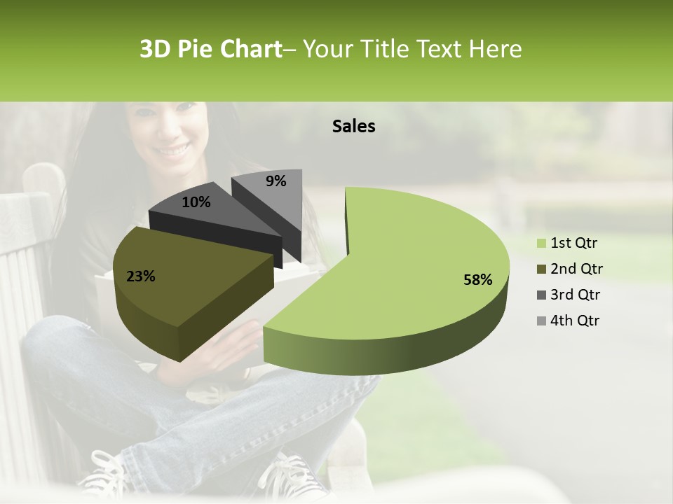 A Woman Sitting On A Bench Reading A Book PowerPoint Template