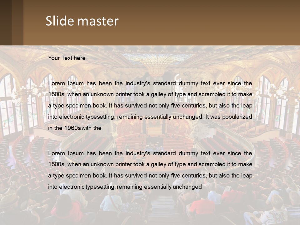 A Large Auditorium Filled With Lots Of People PowerPoint Template