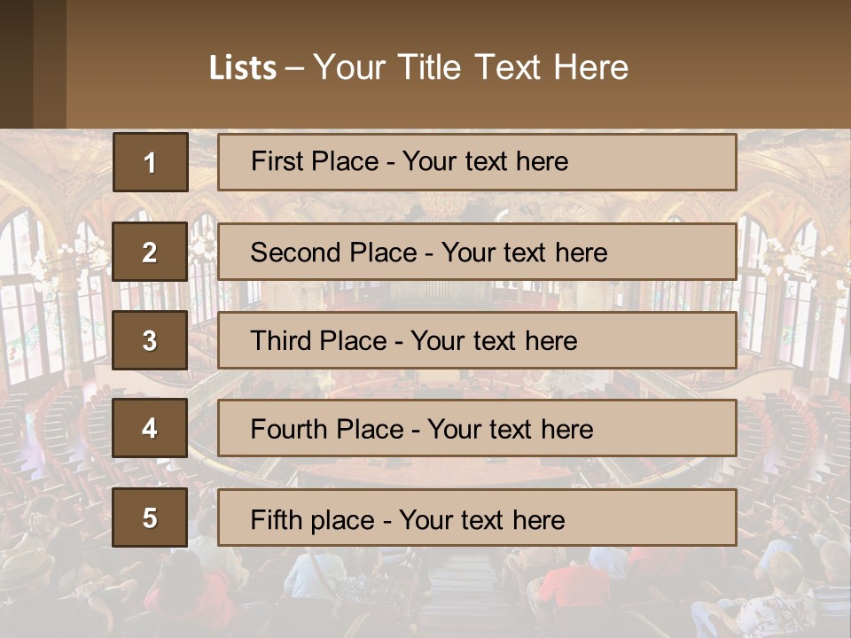 A Large Auditorium Filled With Lots Of People PowerPoint Template