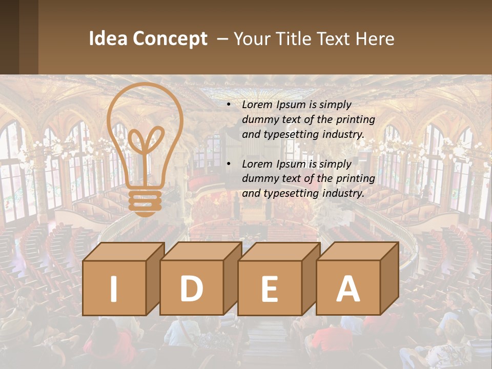 A Large Auditorium Filled With Lots Of People PowerPoint Template