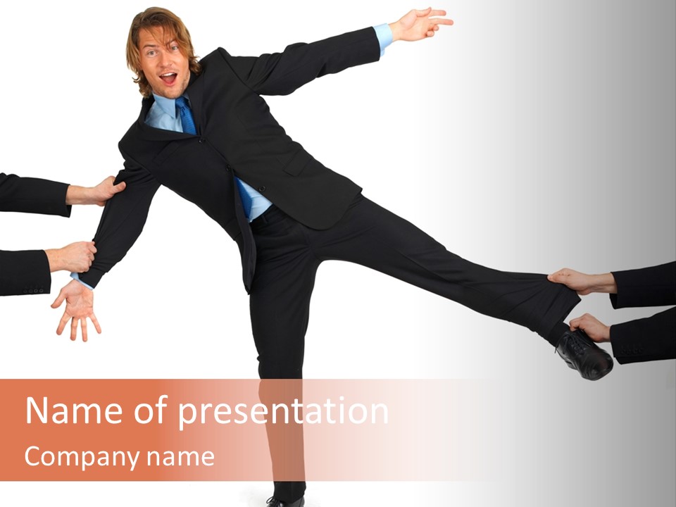 A Group Of People In Business Suits Jumping In The Air PowerPoint Template