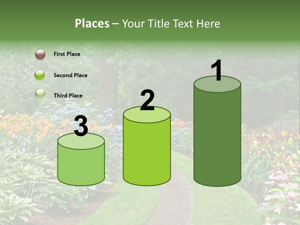 A Garden With Flowers And Trees In The Background PowerPoint Template
