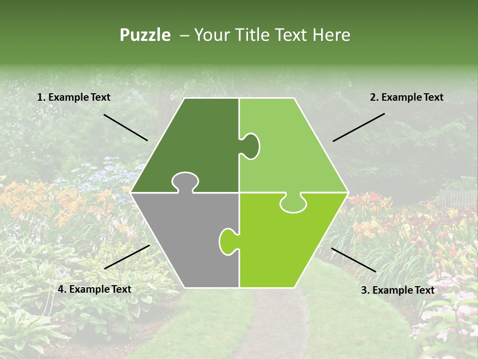 A Garden With Flowers And Trees In The Background PowerPoint Template