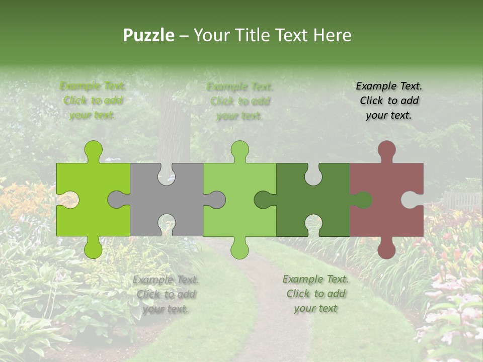 A Garden With Flowers And Trees In The Background PowerPoint Template