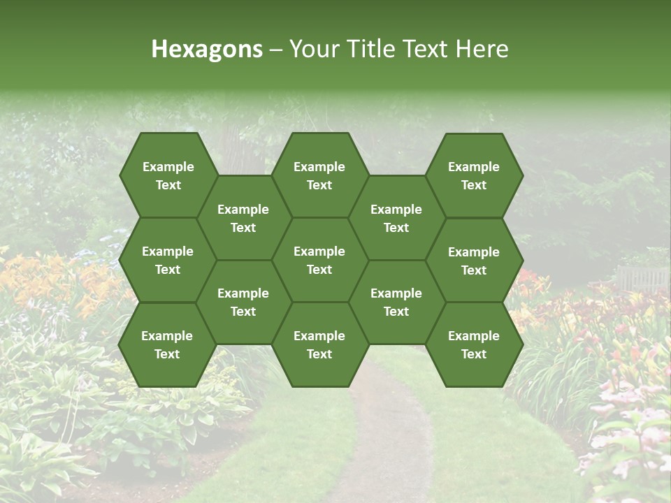 A Garden With Flowers And Trees In The Background PowerPoint Template