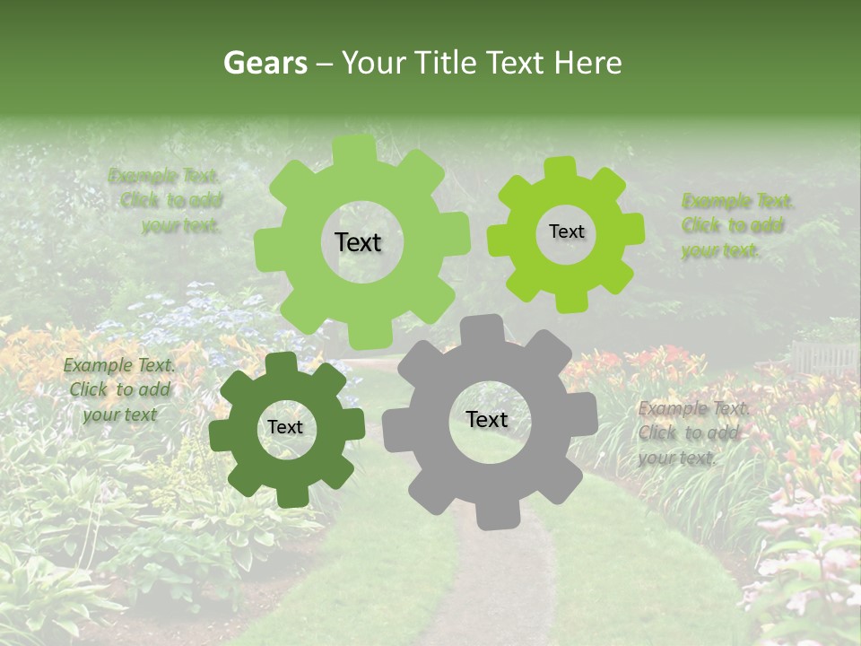 A Garden With Flowers And Trees In The Background PowerPoint Template