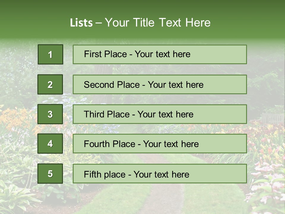 A Garden With Flowers And Trees In The Background PowerPoint Template