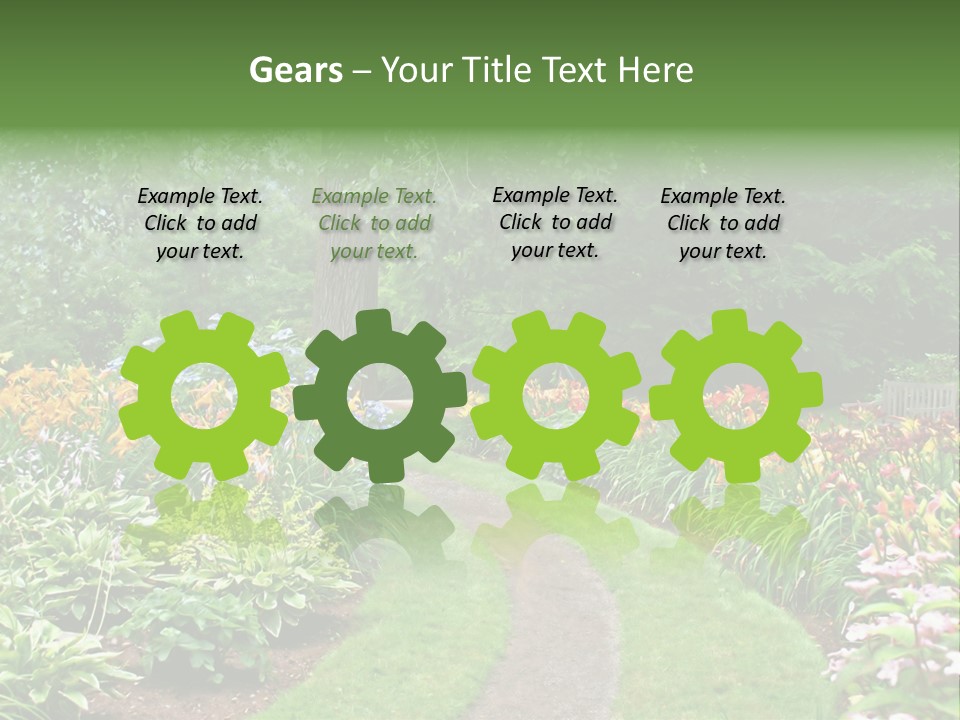 A Garden With Flowers And Trees In The Background PowerPoint Template