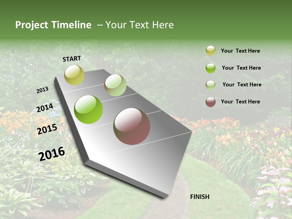 A Garden With Flowers And Trees In The Background PowerPoint Template