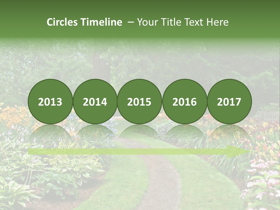 A Garden With Flowers And Trees In The Background PowerPoint Template