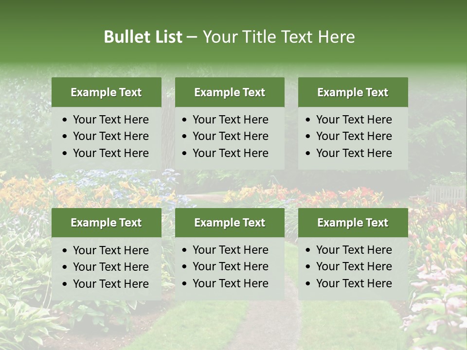 A Garden With Flowers And Trees In The Background PowerPoint Template