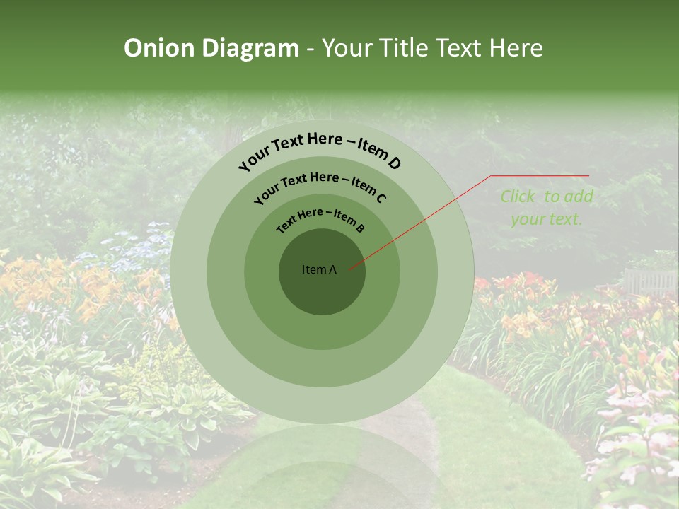 A Garden With Flowers And Trees In The Background PowerPoint Template