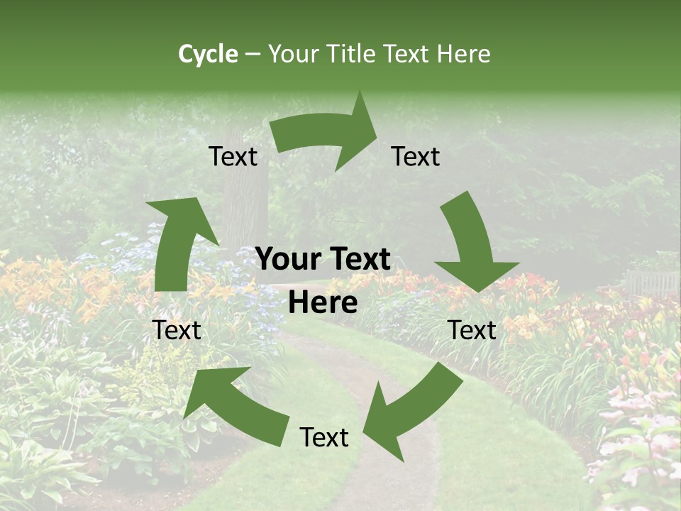 A Garden With Flowers And Trees In The Background PowerPoint Template