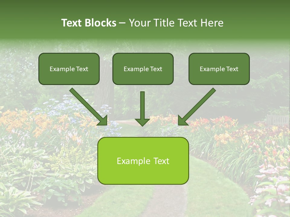 A Garden With Flowers And Trees In The Background PowerPoint Template