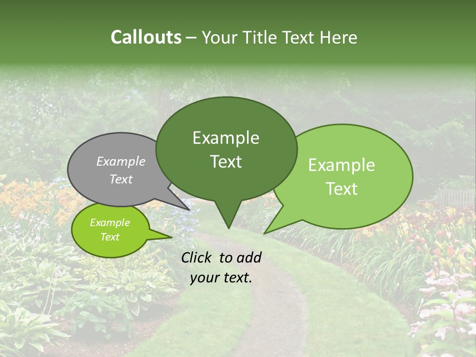 A Garden With Flowers And Trees In The Background PowerPoint Template