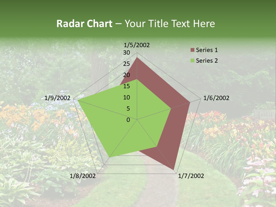 A Garden With Flowers And Trees In The Background PowerPoint Template