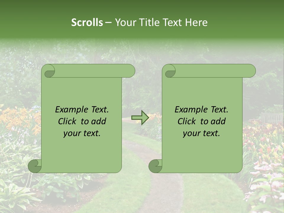 A Garden With Flowers And Trees In The Background PowerPoint Template