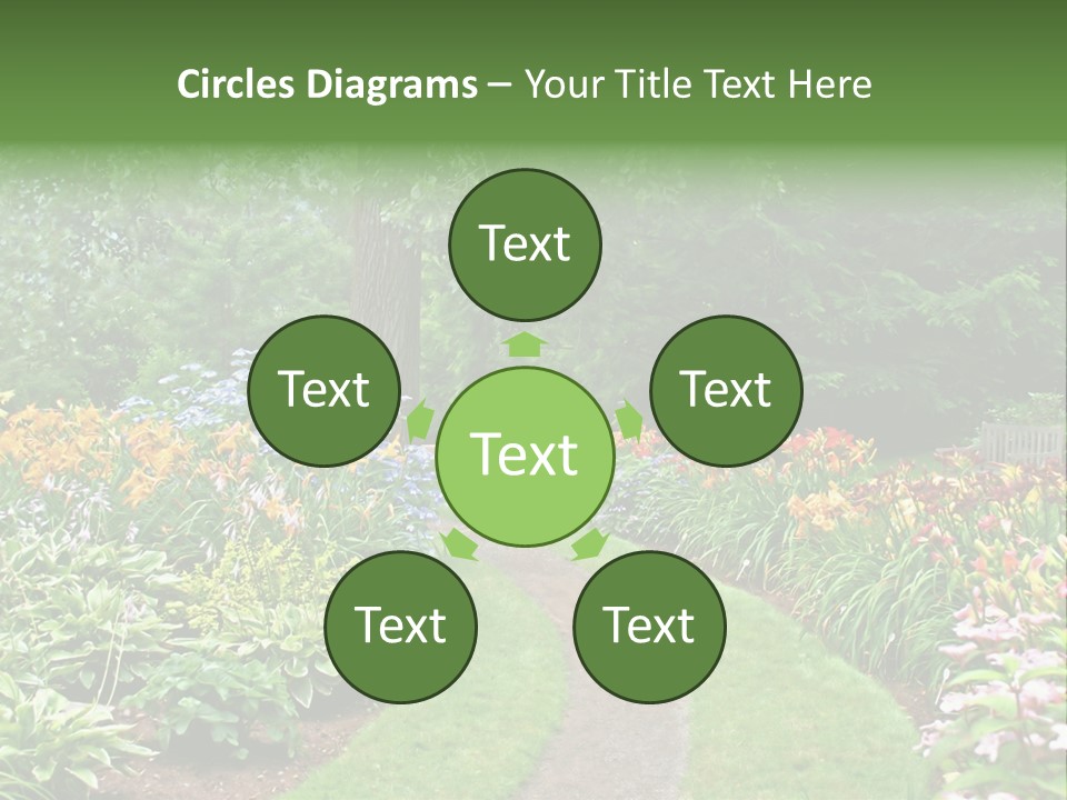 A Garden With Flowers And Trees In The Background PowerPoint Template