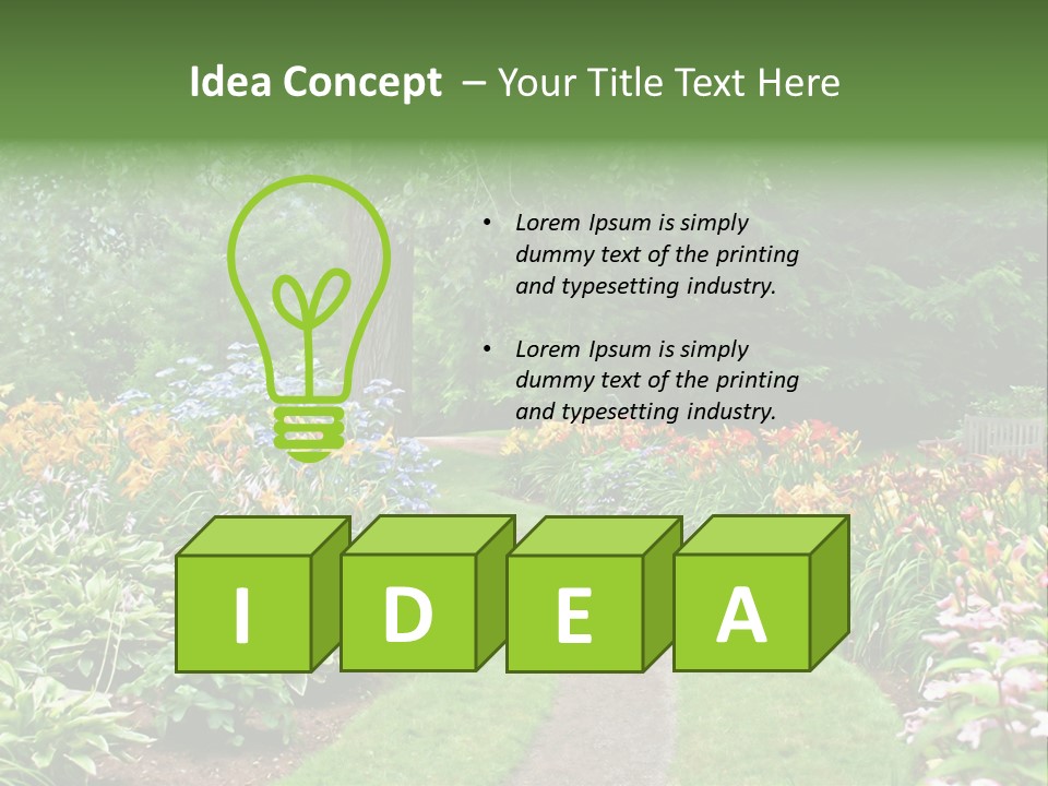A Garden With Flowers And Trees In The Background PowerPoint Template