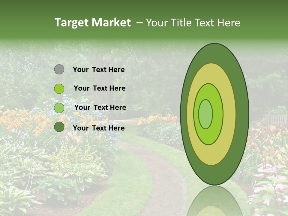 A Garden With Flowers And Trees In The Background PowerPoint Template