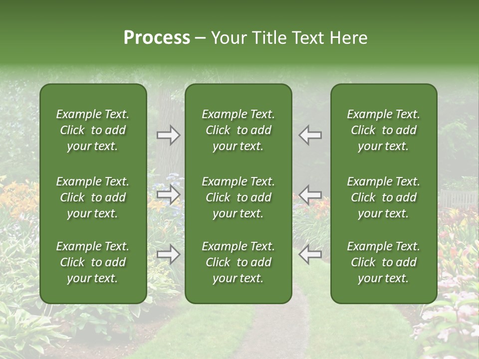 A Garden With Flowers And Trees In The Background PowerPoint Template