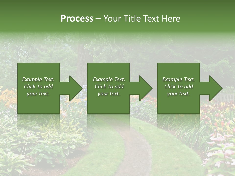 A Garden With Flowers And Trees In The Background PowerPoint Template