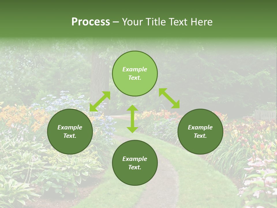 A Garden With Flowers And Trees In The Background PowerPoint Template