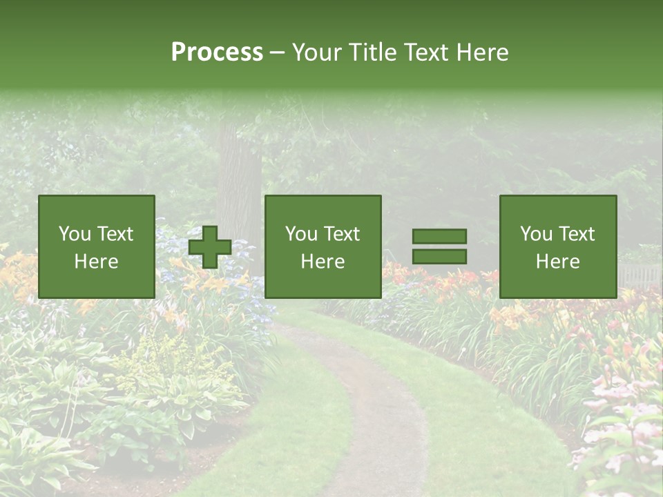 A Garden With Flowers And Trees In The Background PowerPoint Template