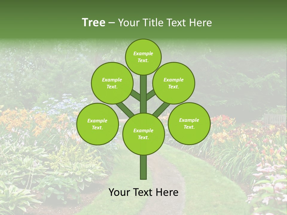 A Garden With Flowers And Trees In The Background PowerPoint Template
