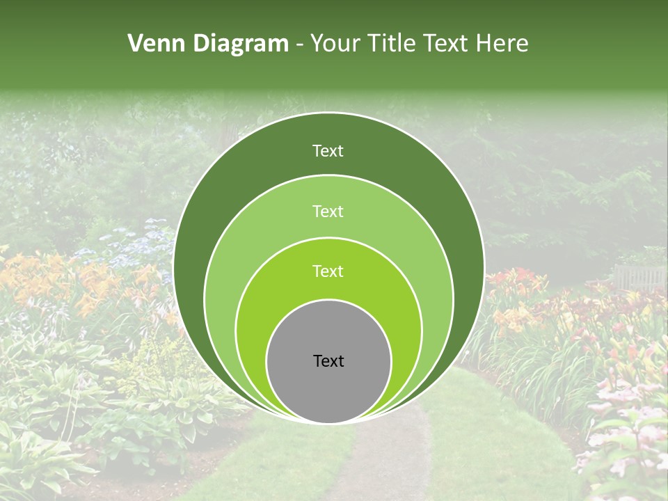 A Garden With Flowers And Trees In The Background PowerPoint Template