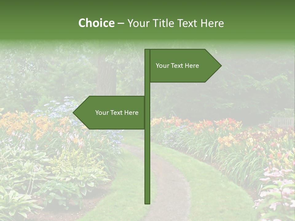 A Garden With Flowers And Trees In The Background PowerPoint Template