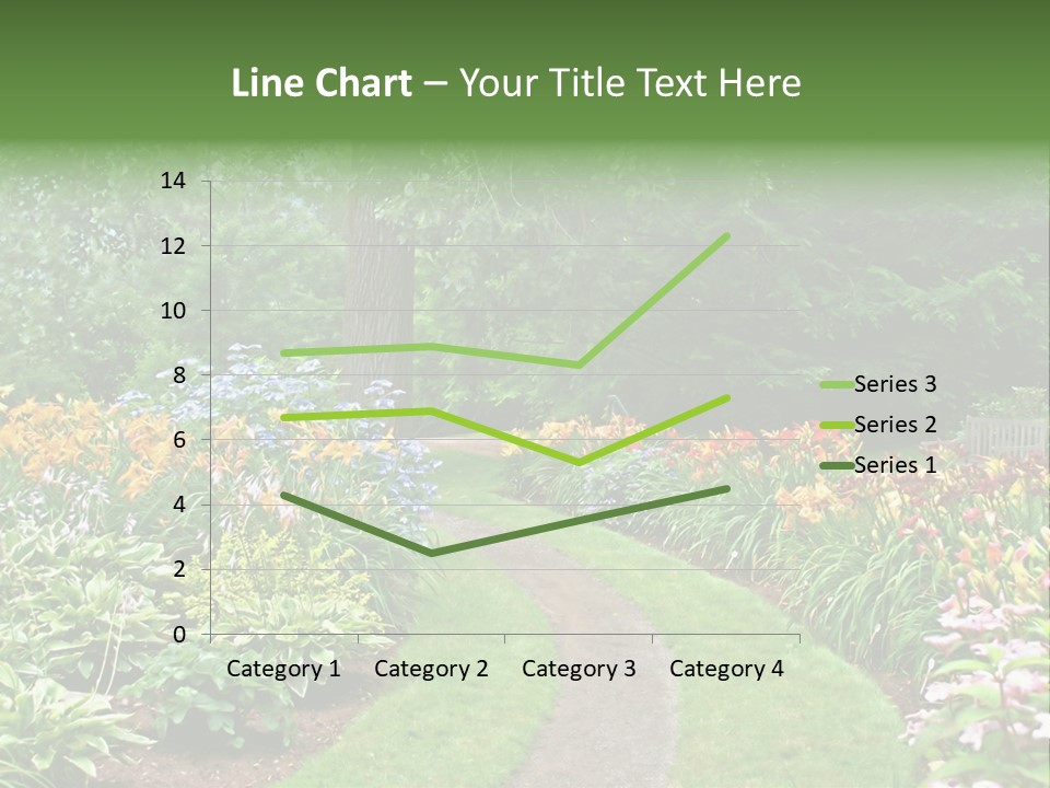 A Garden With Flowers And Trees In The Background PowerPoint Template