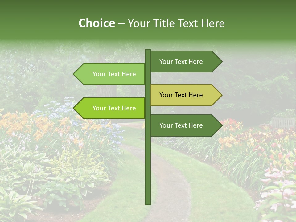 A Garden With Flowers And Trees In The Background PowerPoint Template