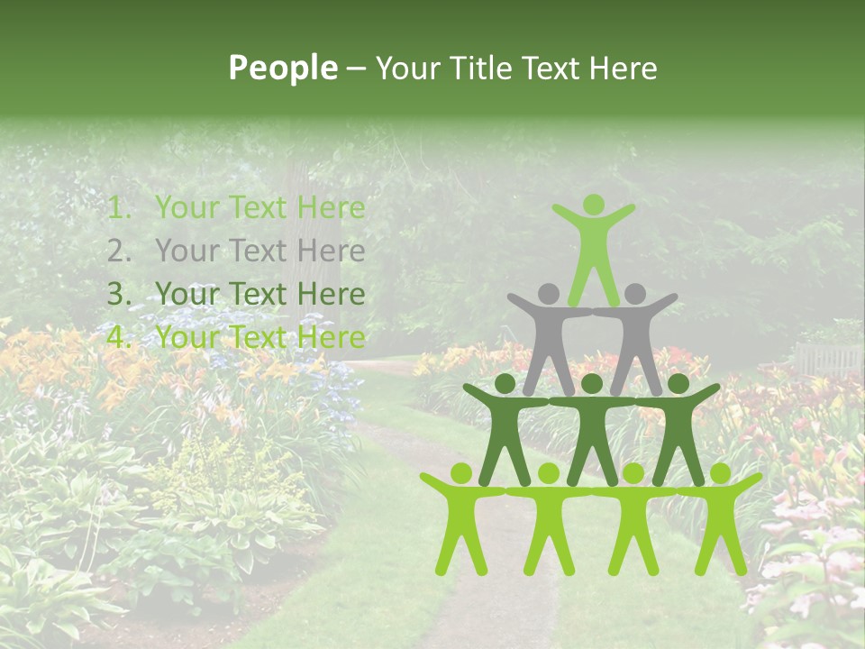 A Garden With Flowers And Trees In The Background PowerPoint Template