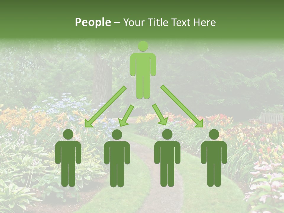 A Garden With Flowers And Trees In The Background PowerPoint Template